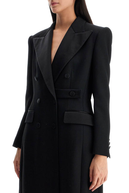 Double-breasted tuxedo-style coat