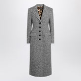 Dolce & Gabbana Single-breasted Chevron Wool Coat Multicolor