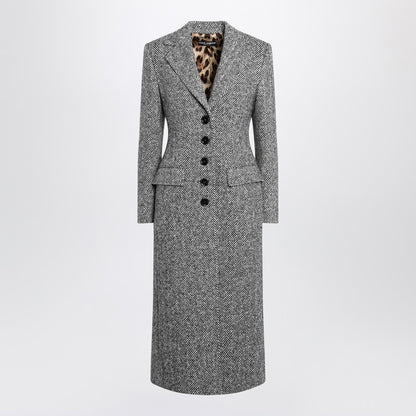 Dolce &amp; Gabbana Single-breasted Chevron Wool Coat Multicolor