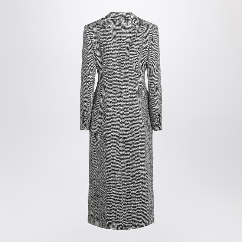 Dolce &amp; Gabbana Single-breasted Chevron Wool Coat Multicolor
