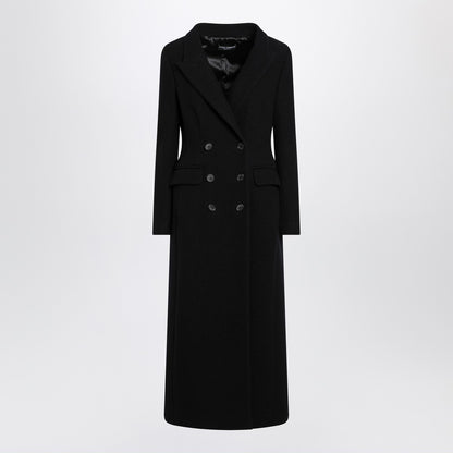 Dolce &amp; Gabbana Long Double-Breasted Black Wool Coat Black