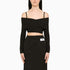 Dolce & Gabbana Black Viscose Boat Neck Cropped Top Black