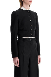 Dolce & Gabbana Cropped Wool Blazer With Logo Buttons