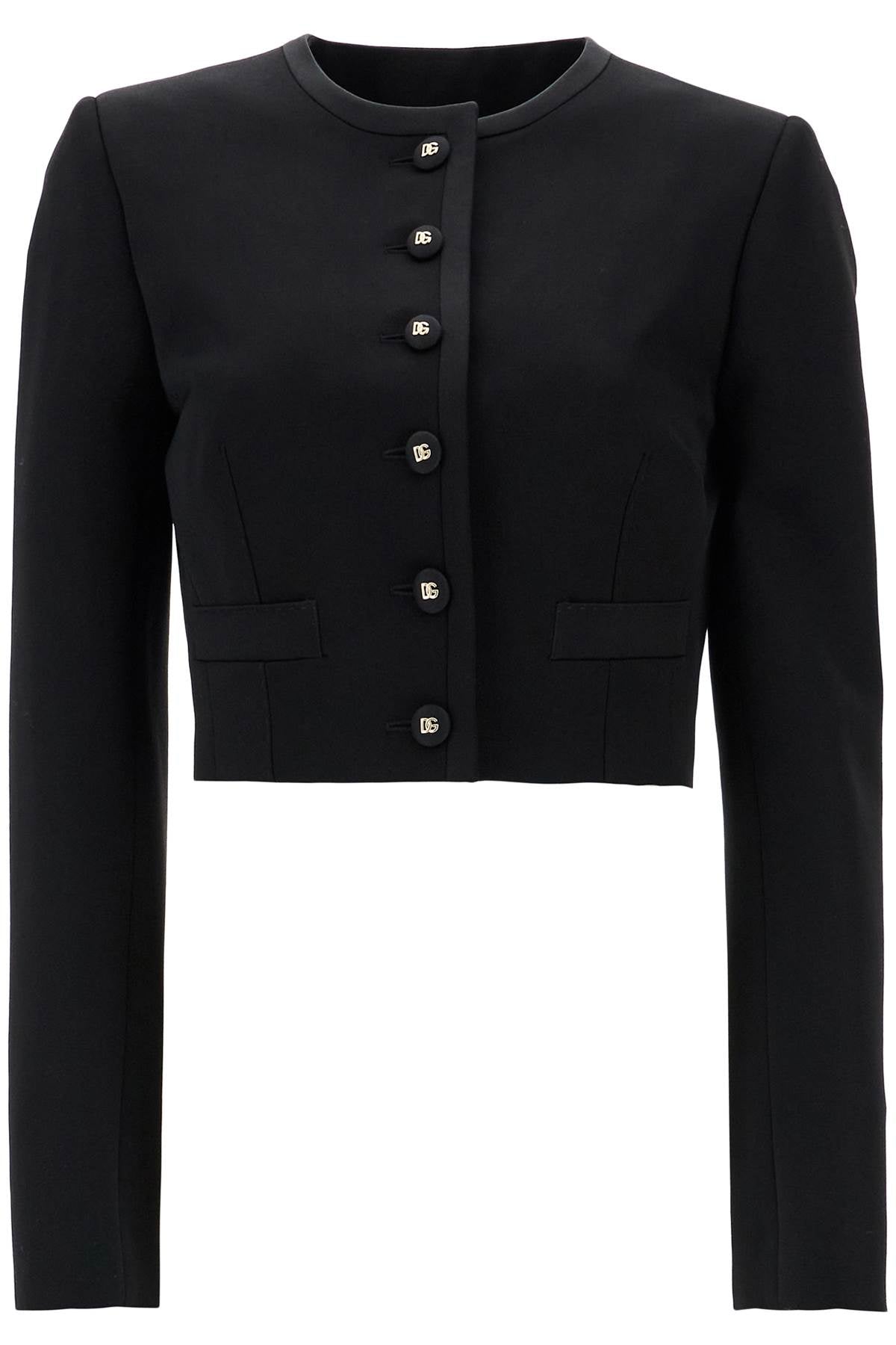 Dolce &amp; Gabbana Cropped Wool Blazer With Logo Buttons