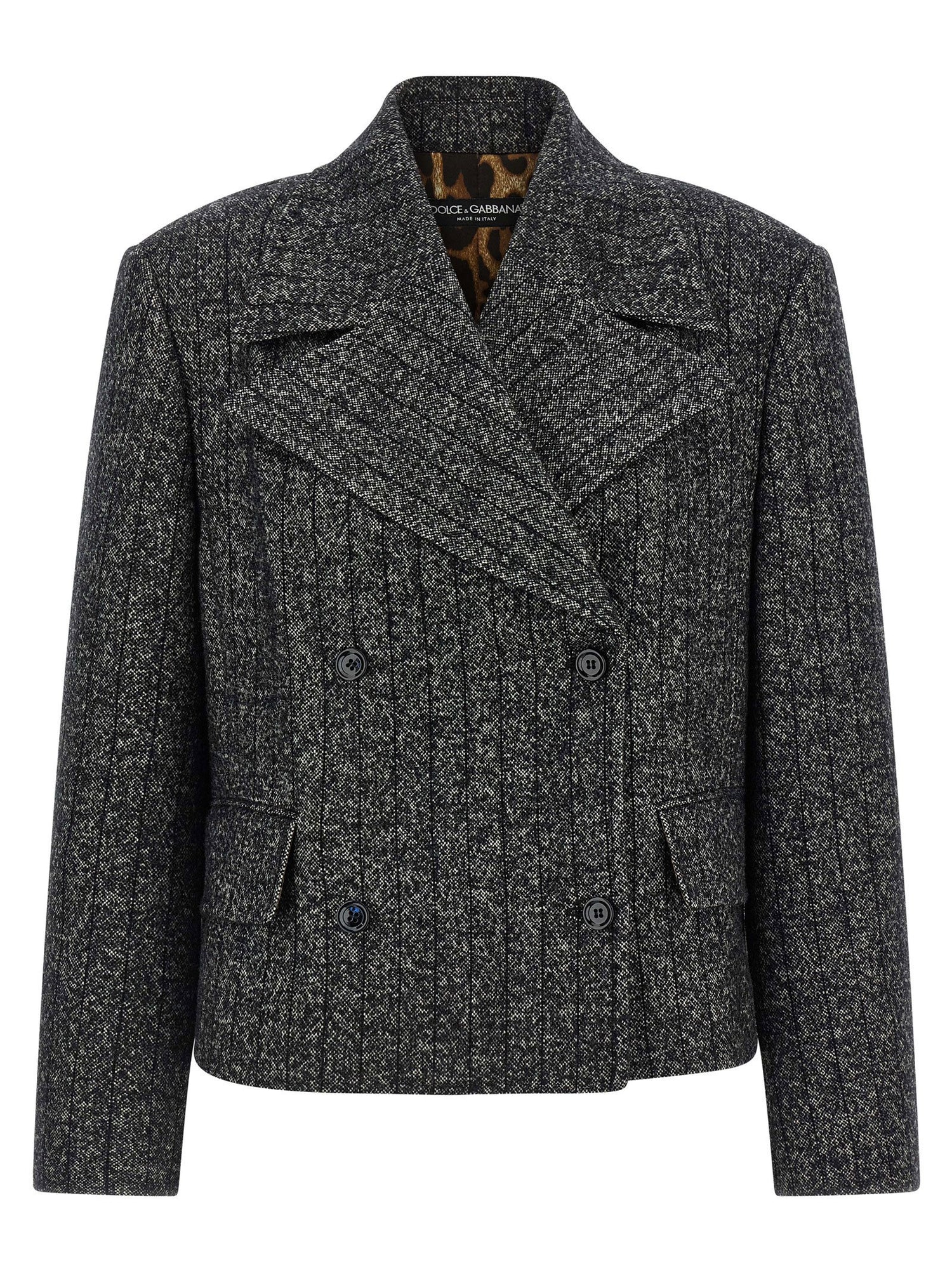 Dolce &amp; Gabbana Striped Wool Blazer White/black
