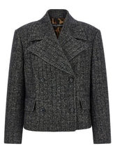 Dolce & Gabbana Striped Wool Blazer White/black