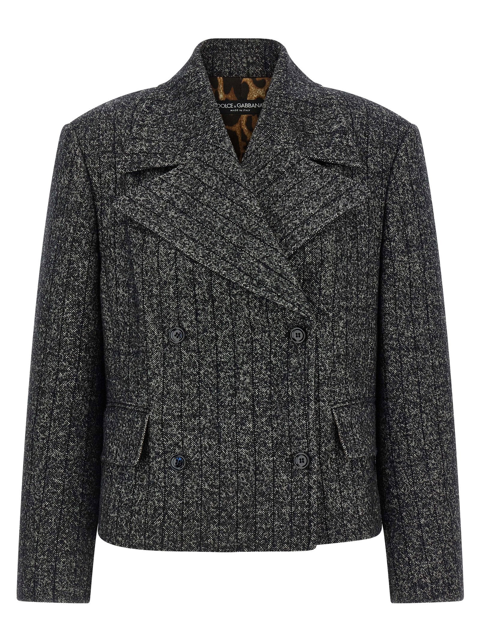 Dolce &amp; Gabbana Striped Wool Blazer White/black