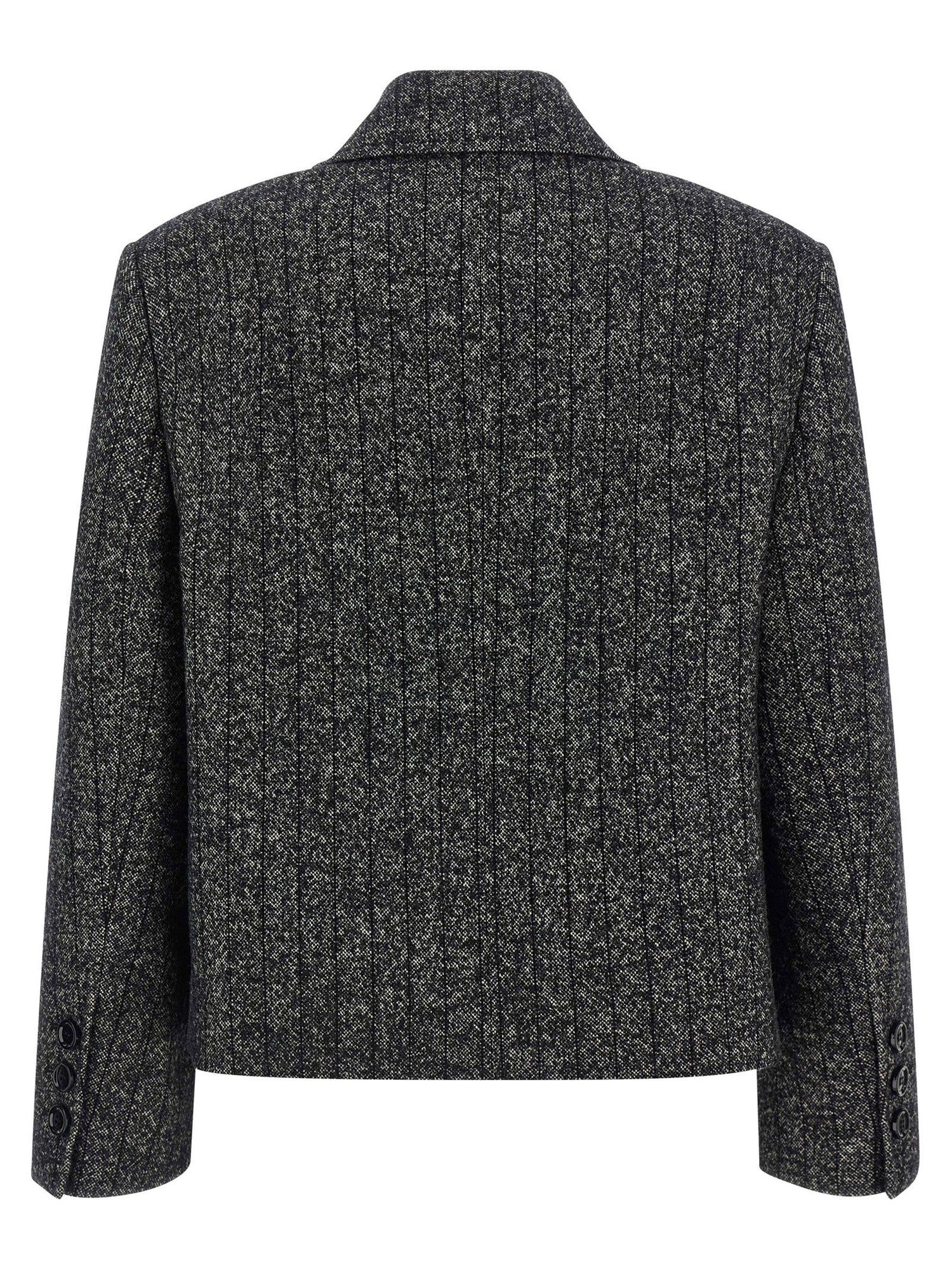 Dolce &amp; Gabbana Striped Wool Blazer White/black