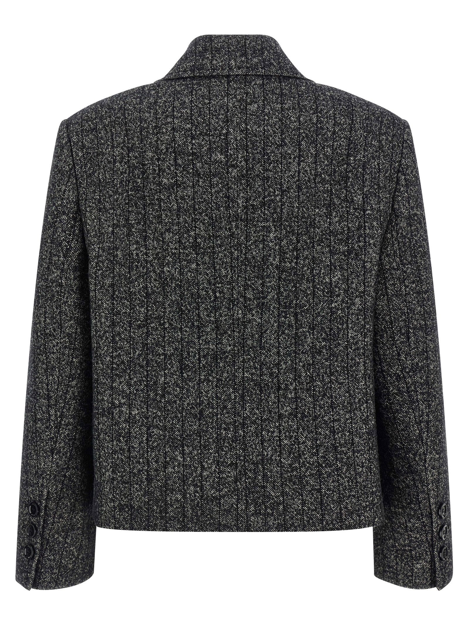 Dolce &amp; Gabbana Striped Wool Blazer White/black