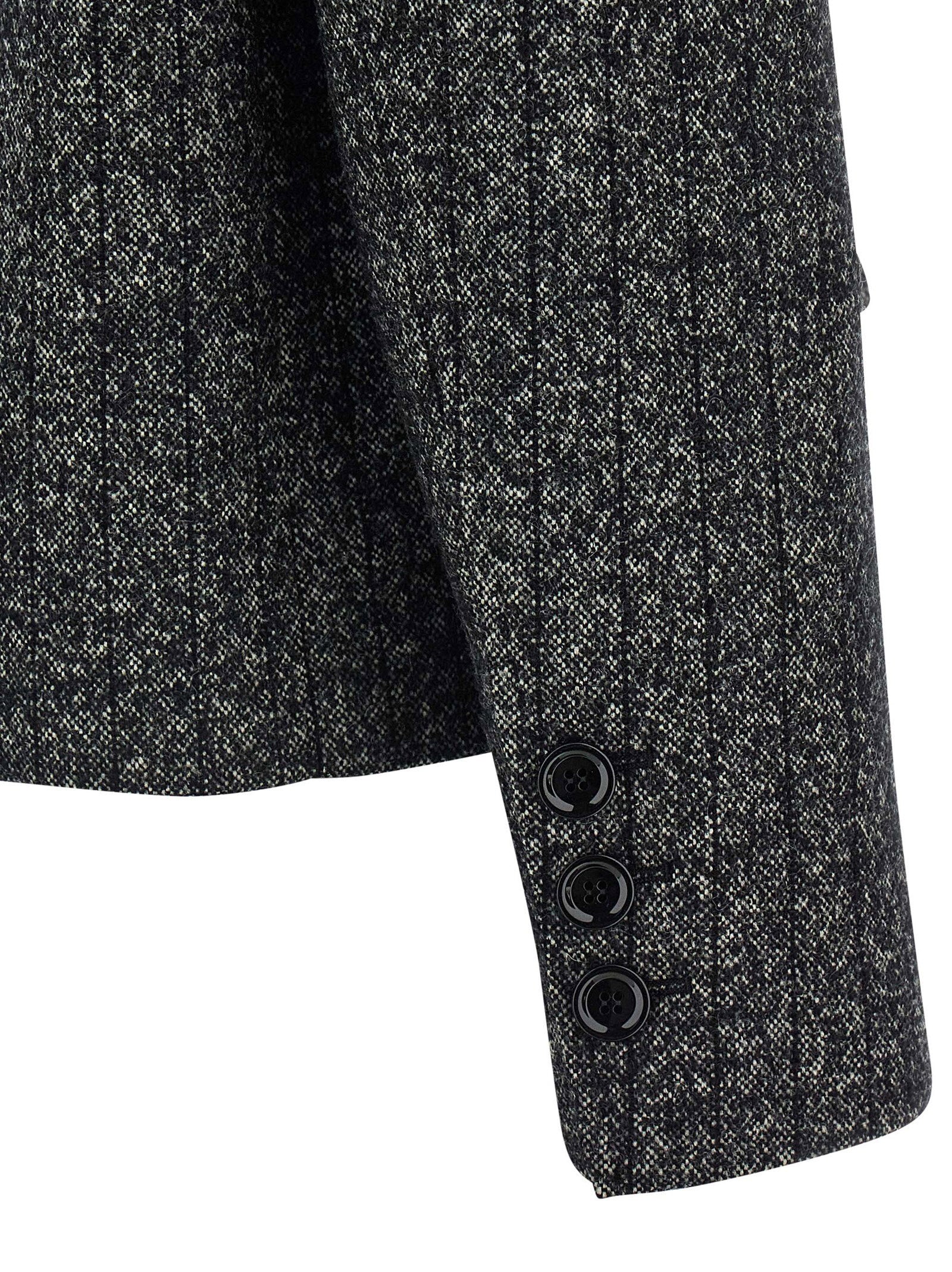Dolce &amp; Gabbana Striped Wool Blazer White/black