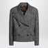 Dolce & Gabbana Dark Grey Striped Wool-Blend Short Oversized Jacket grey