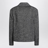 Dolce & Gabbana Dark Grey Striped Wool-Blend Short Oversized Jacket grey