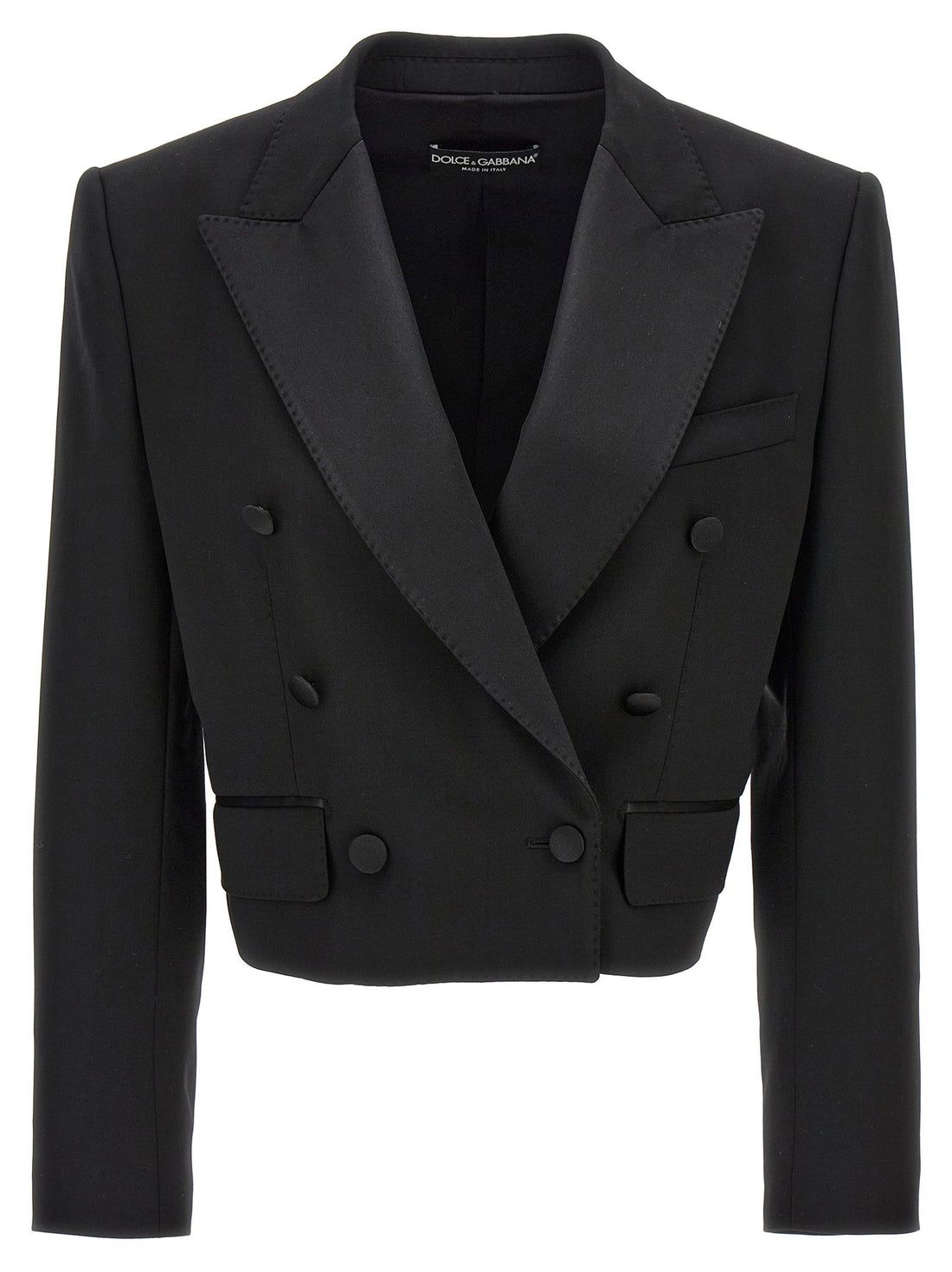 Dolce &amp; Gabbana Tuxedo Crop Blazer Black