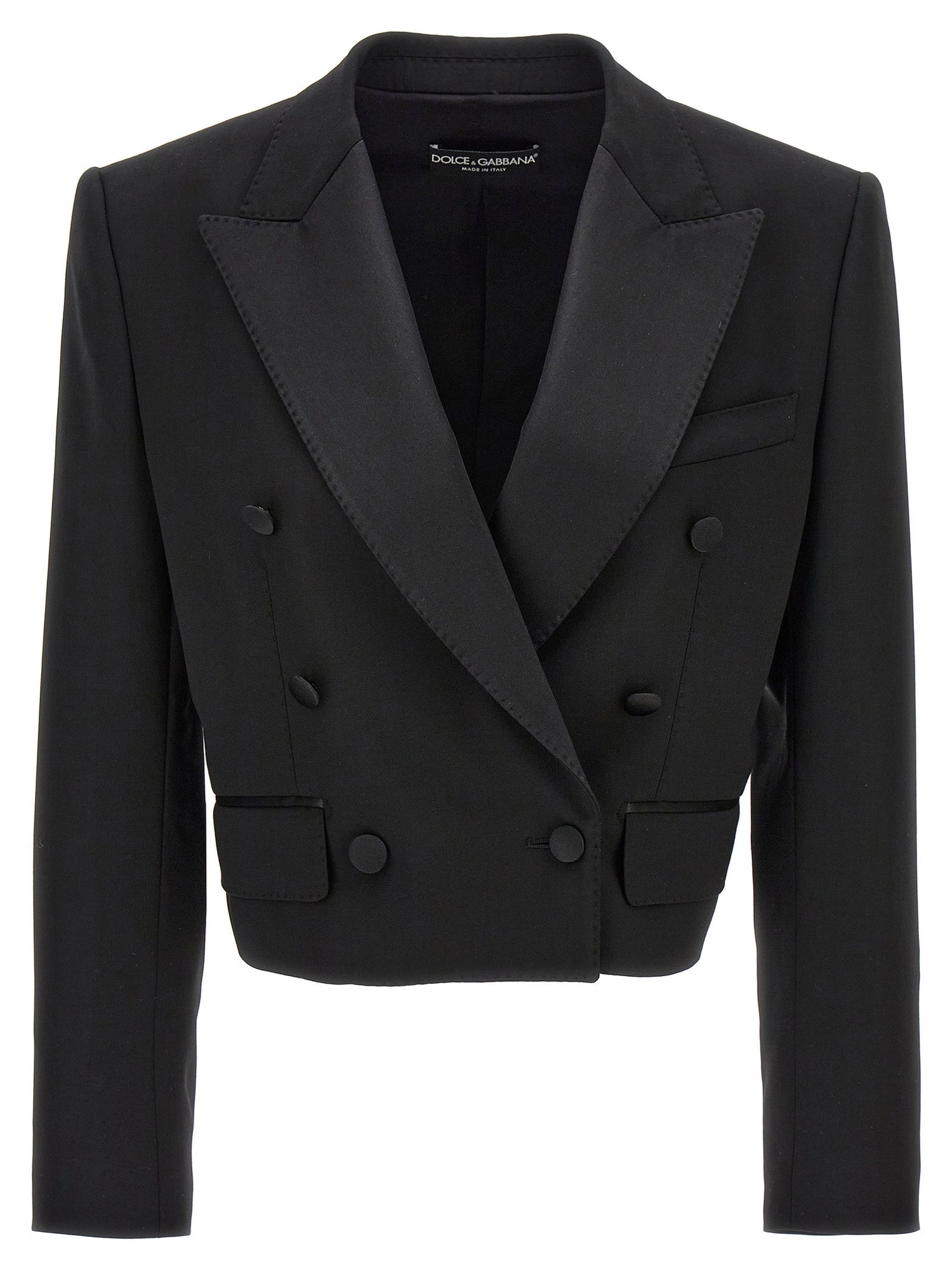 Dolce &amp; Gabbana Tuxedo Crop Blazer Black