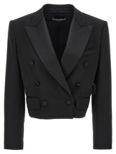 Dolce & Gabbana Tuxedo Crop Blazer Black
