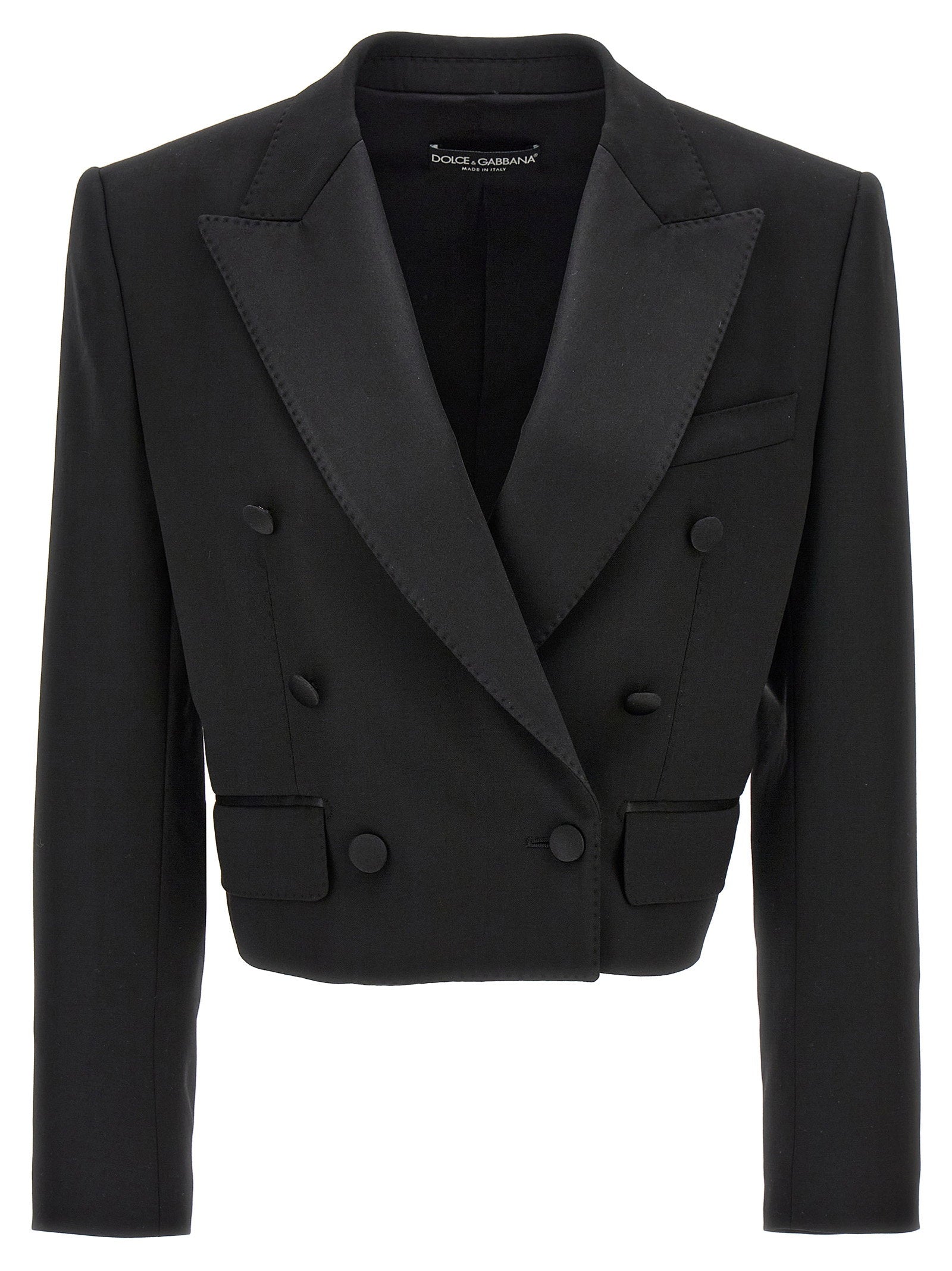 Dolce &amp; Gabbana Tuxedo Crop Blazer Black