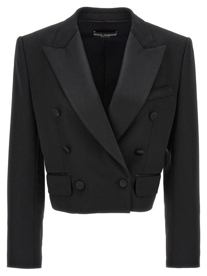 Dolce &amp; Gabbana Tuxedo Crop Blazer Black