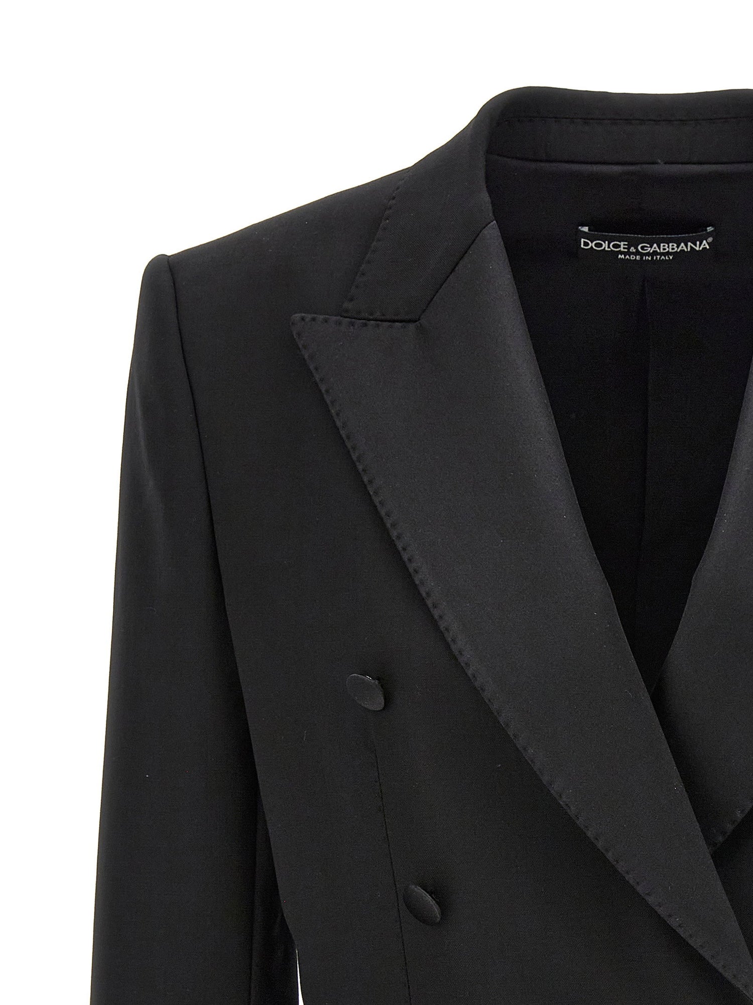 Dolce &amp; Gabbana Tuxedo Crop Blazer Black