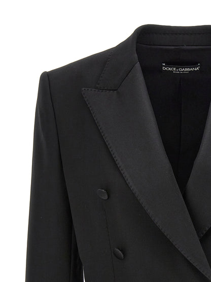 Dolce &amp; Gabbana Tuxedo Crop Blazer Black