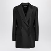 Dolce & Gabbana Black Double-Breasted Wool Jacket with Pointed Lapels Black