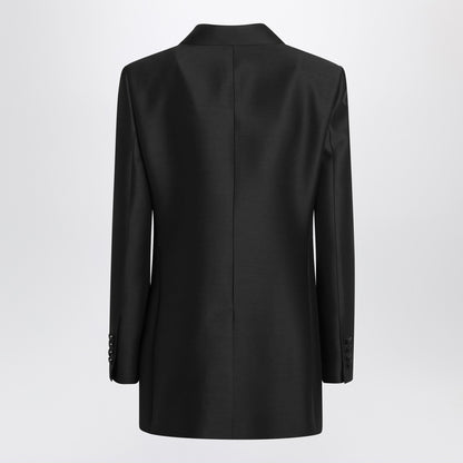 Dolce &amp; Gabbana Black Double-Breasted Wool Jacket with Pointed Lapels Black