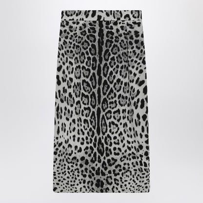 Dolce &amp; Gabbana Leopard Print Stretch Silk Pencil Skirt Black