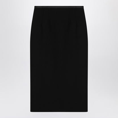 Dolce &amp; Gabbana Black Wool Crêpe Pencil Skirt with Satin Trim Black