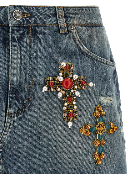 Dolce &amp; Gabbana Embroidery Skirt Blue