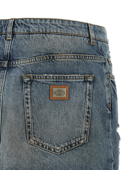 Dolce &amp; Gabbana Embroidery Skirt Blue