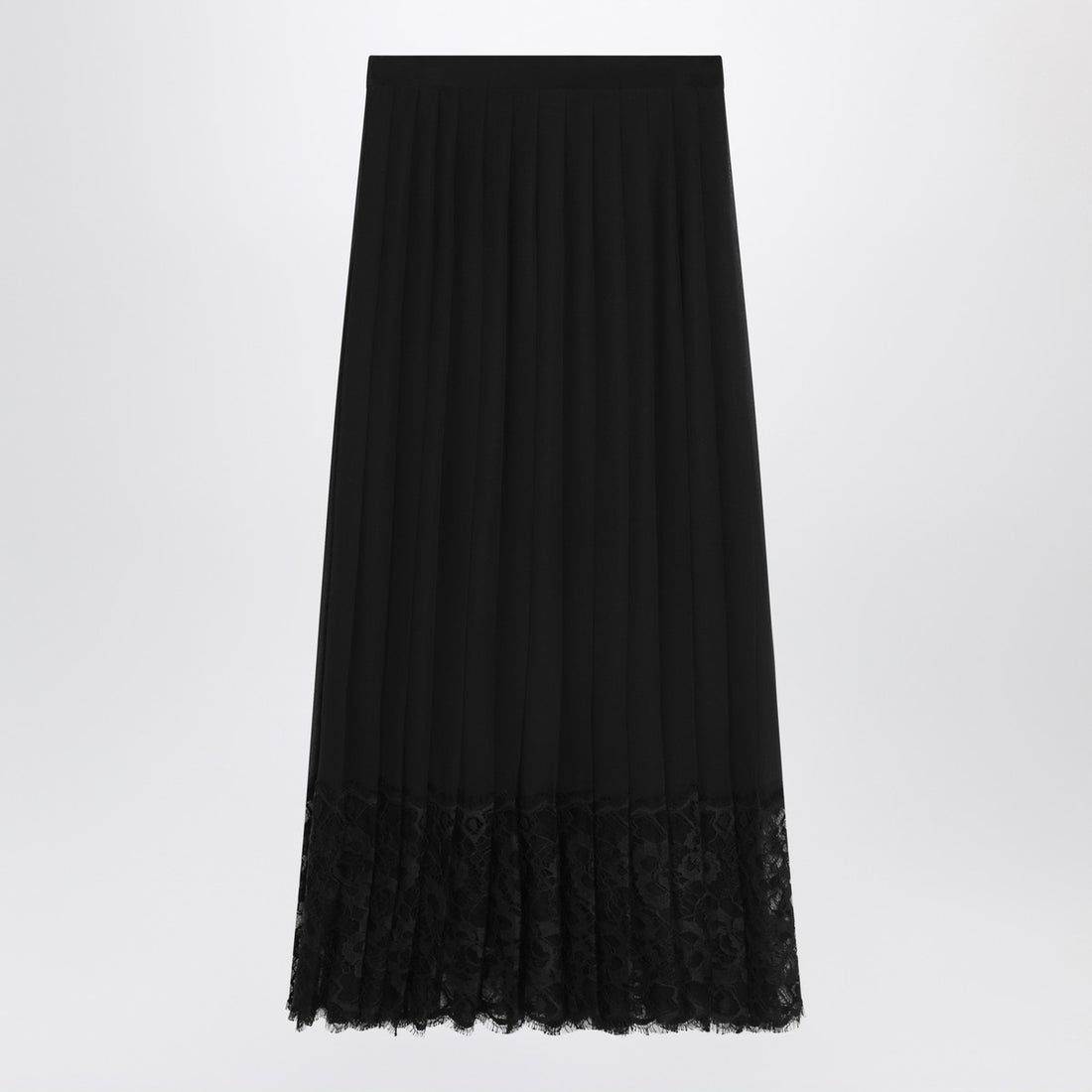 Dolce &amp; Gabbana Midi pleated chiffon and lace skirt black Black
