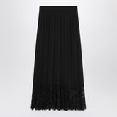 Dolce & Gabbana Midi pleated chiffon and lace skirt black Black