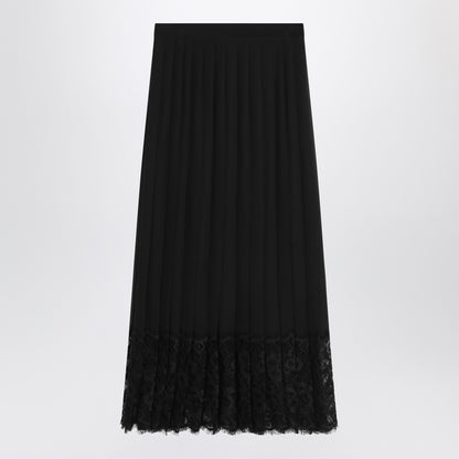Dolce &amp; Gabbana Midi pleated chiffon and lace skirt black Black