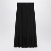 Dolce & Gabbana Midi pleated chiffon and lace skirt black Black