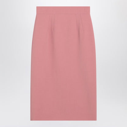 Dolce &amp; Gabbana Powder Pink Virgin Wool High-Waist Pencil Skirt Pink