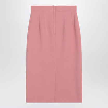 Dolce &amp; Gabbana Powder Pink Virgin Wool High-Waist Pencil Skirt Pink