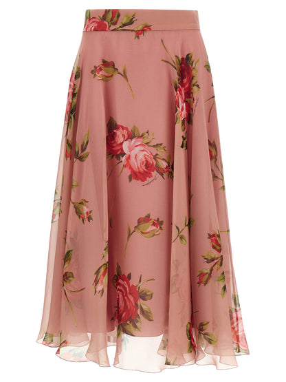 Dolce &amp; Gabbana Bouquet Rose Skirt Pink
