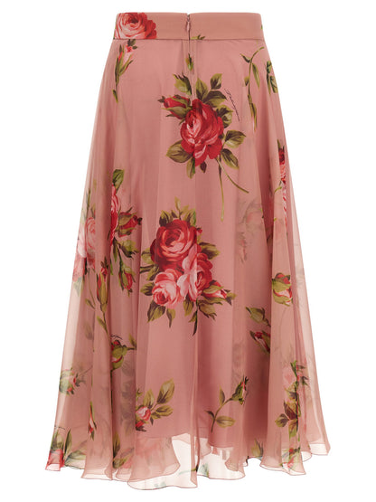 Dolce &amp; Gabbana Bouquet Rose Skirt Pink