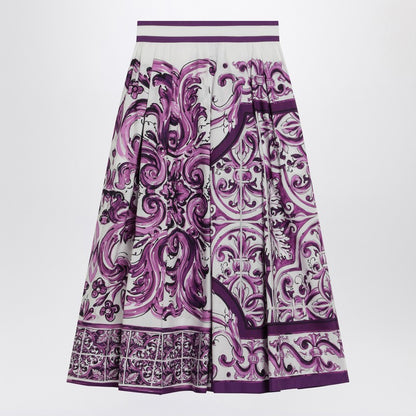 Dolce&amp;Gabbana Maiolica print skirt in poplin Purple 