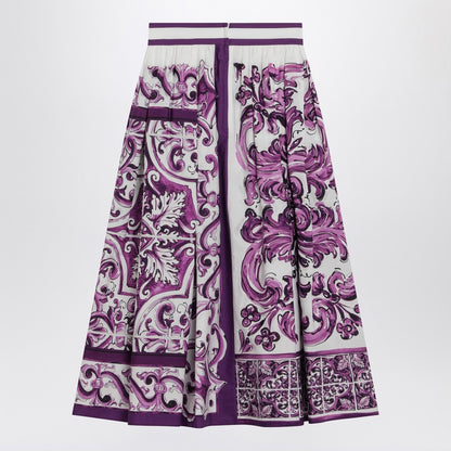 Dolce&amp;Gabbana Maiolica print skirt in poplin Purple 