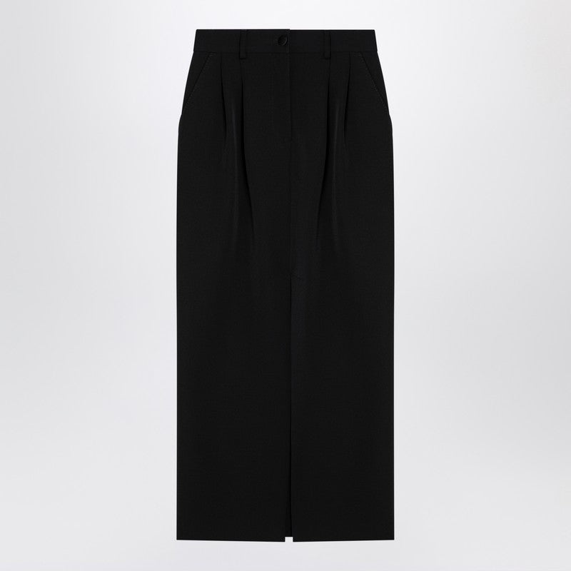 Dolce & Gabbana Black Gabardine Wool Pencil Skirt Black