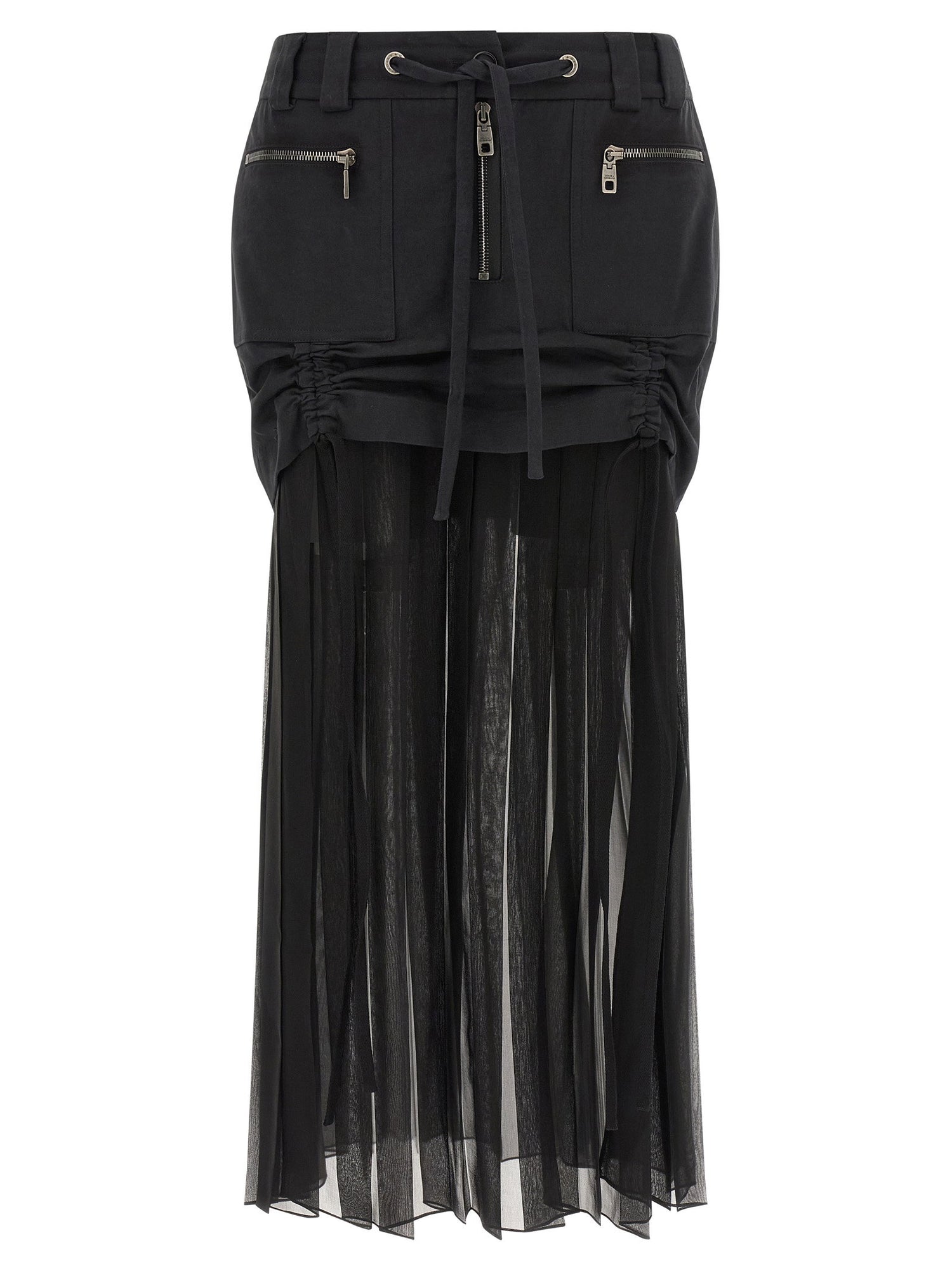 Dolce &amp; Gabbana Twill And Chiffon Skirt Black