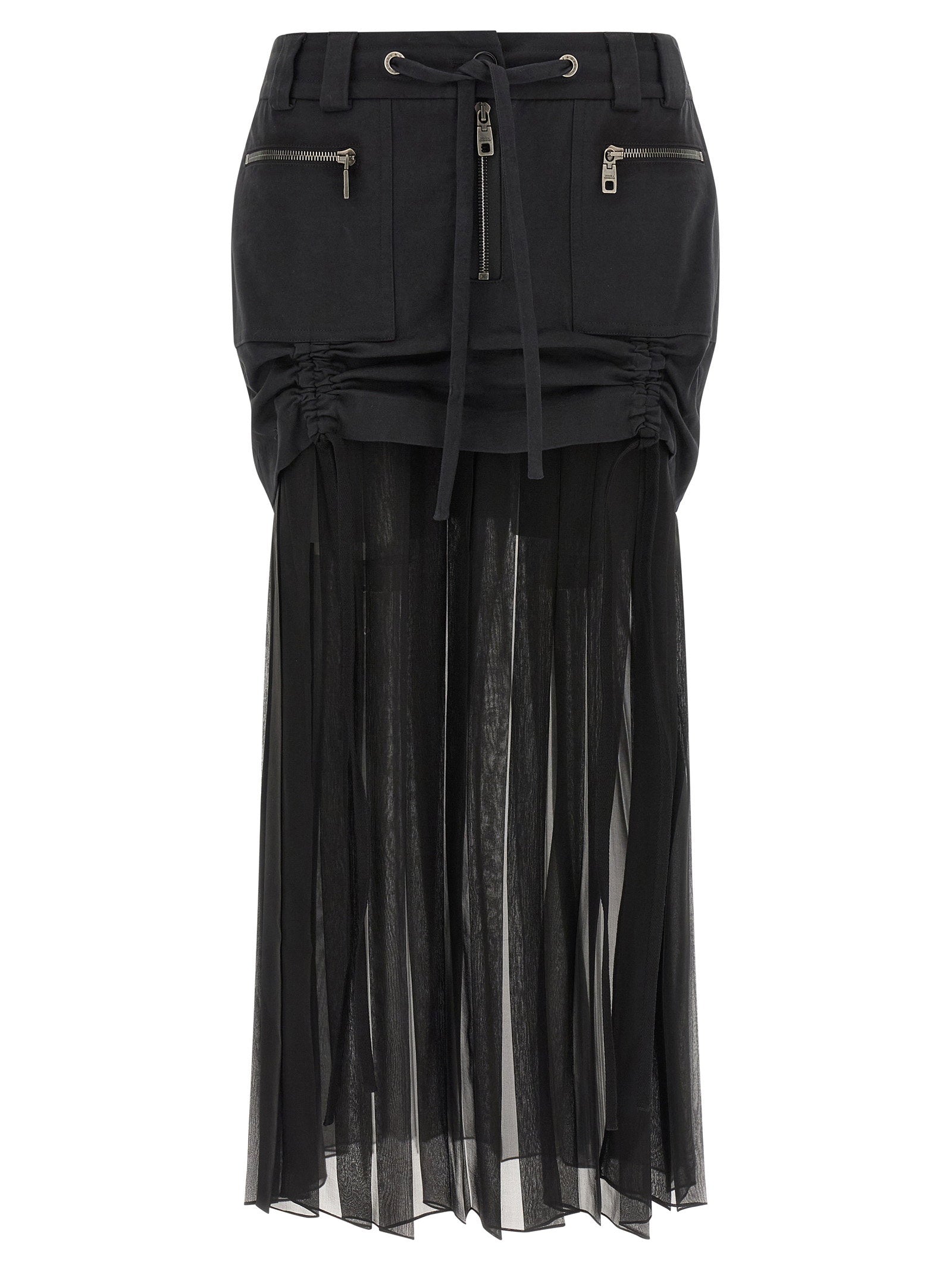 Dolce &amp; Gabbana Twill And Chiffon Skirt Black