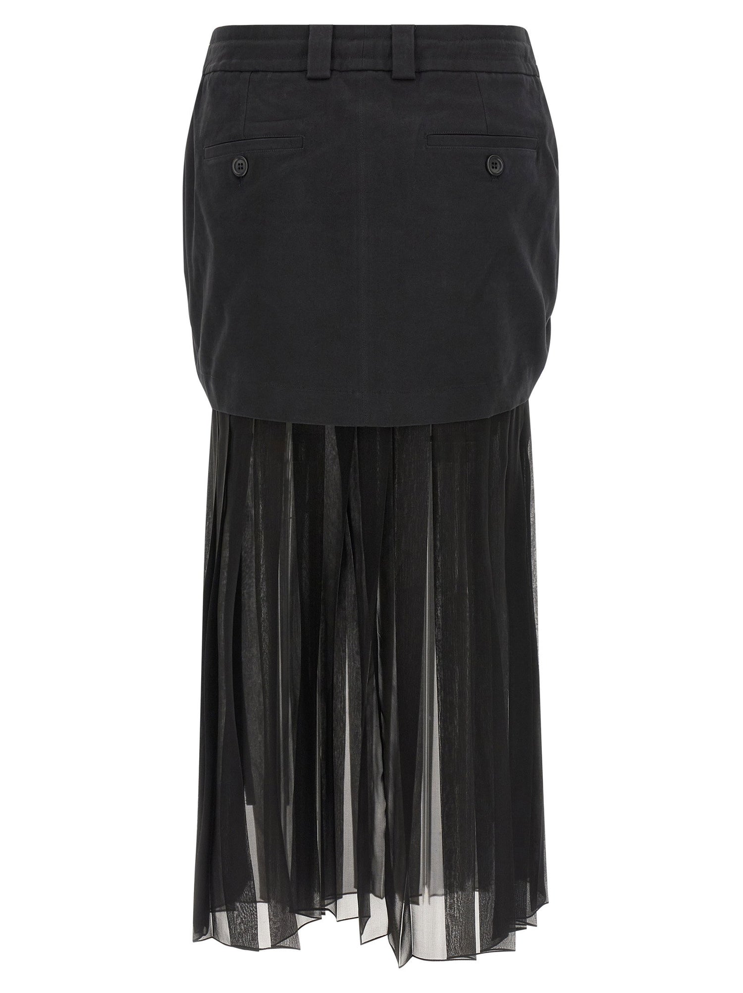 Dolce &amp; Gabbana Twill And Chiffon Skirt Black