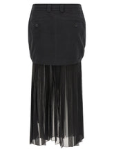 Dolce & Gabbana Twill And Chiffon Skirt Black