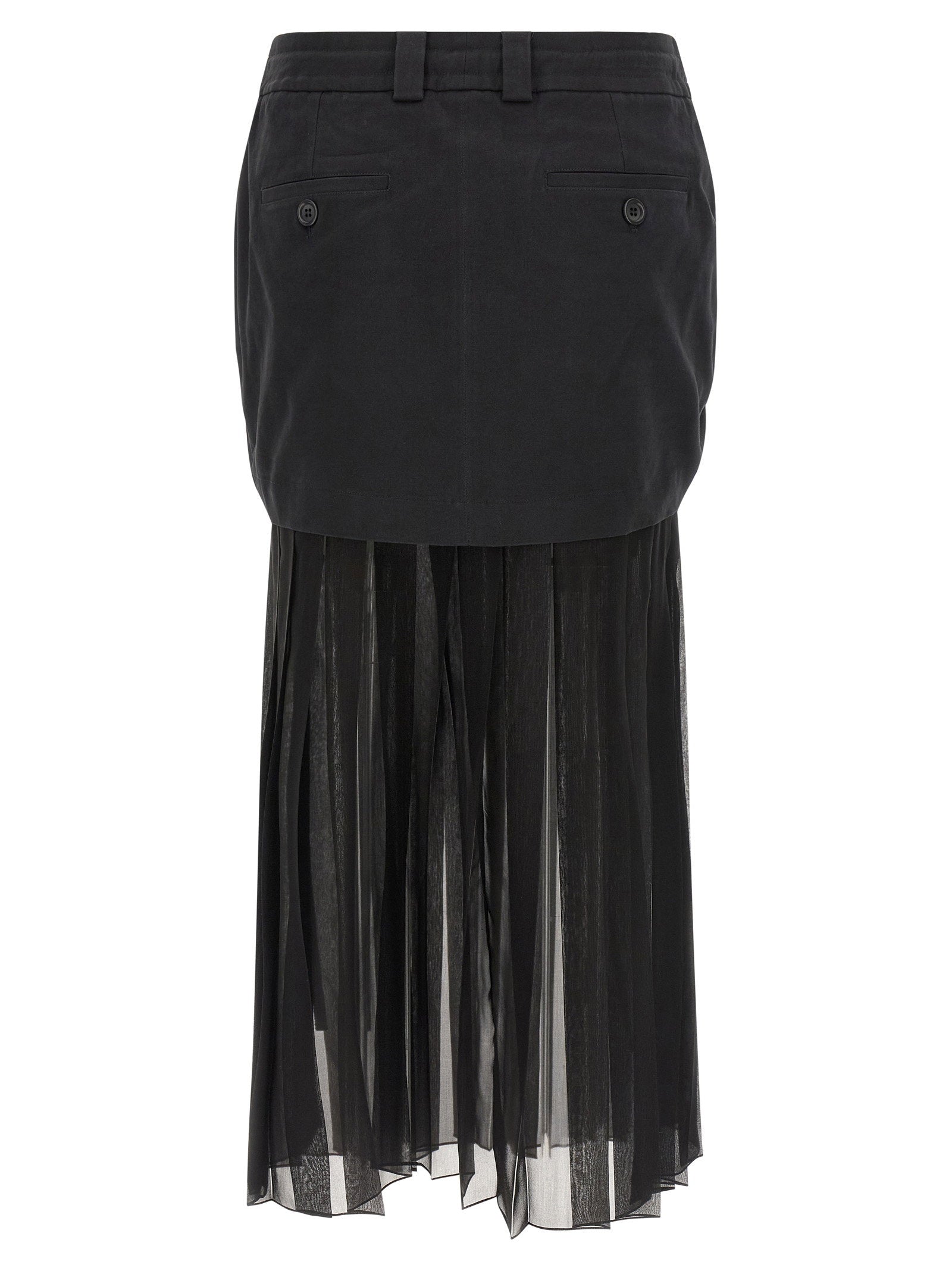Dolce &amp; Gabbana Twill And Chiffon Skirt Black