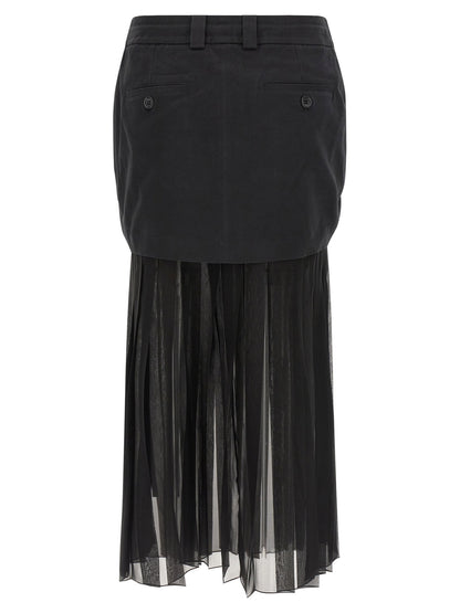 Dolce &amp; Gabbana Twill And Chiffon Skirt Black