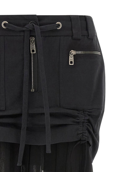 Dolce &amp; Gabbana Twill And Chiffon Skirt Black