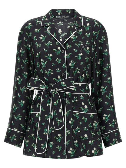 Dolce &amp; Gabbana Roselline And Lily Of The Lilies Of The Flowers Printed Shirt Black