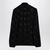 Dolce & Gabbana Black Jacquard Silk Satin Shirt with DG Logo Black