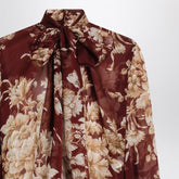 Dolce & Gabbana Chiffon Rose-Print Silk Shirt With Scarf Detail Pink
